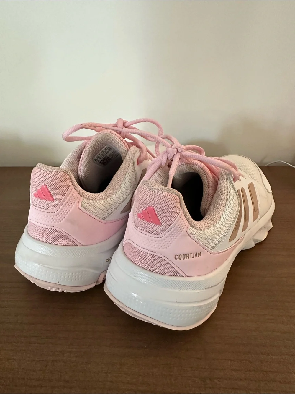 adidas Women's Pink and White Athletic Sneakers- Courtjam3